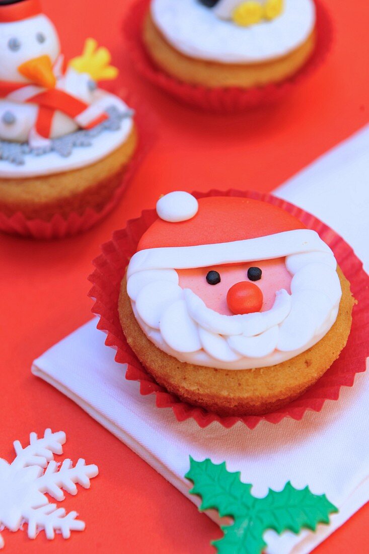 Cupcake mit Weihnachtsmann