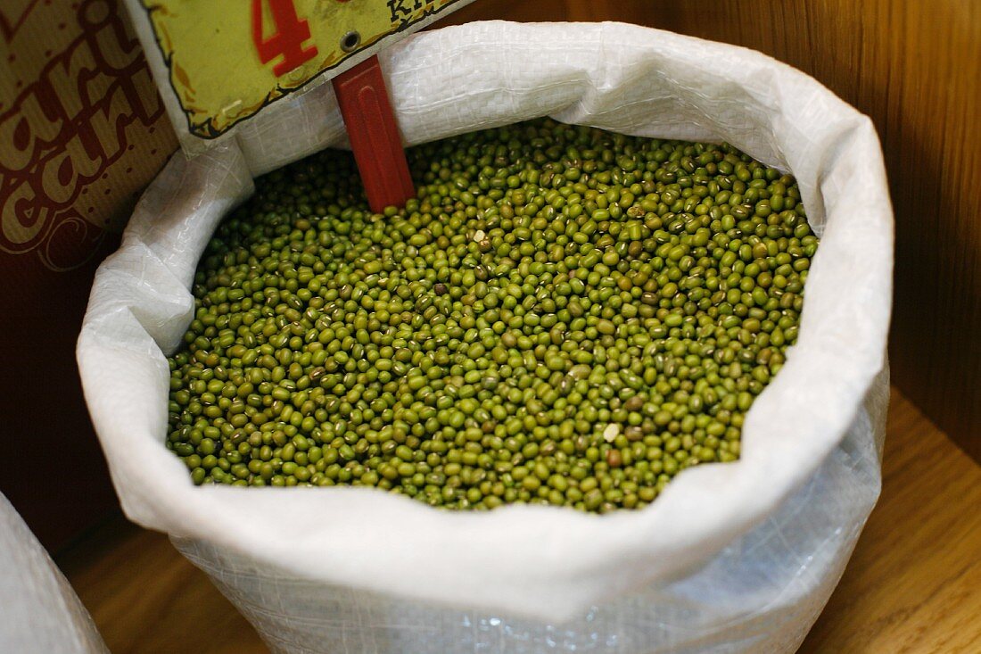 Sack of Soy Beans at a Market in Spain