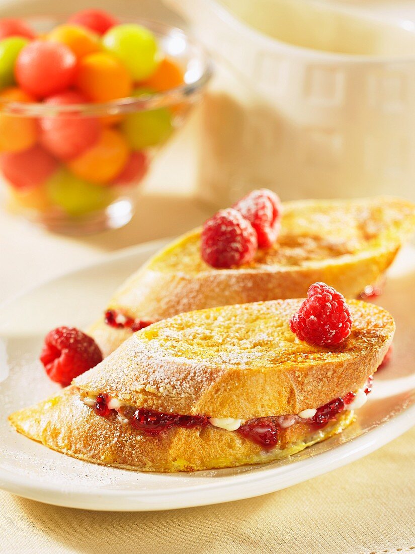 French toast with fresh raspberries