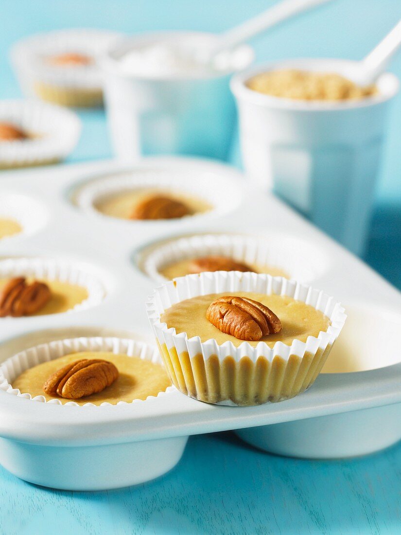 Mini cheese cake with pecan nuts