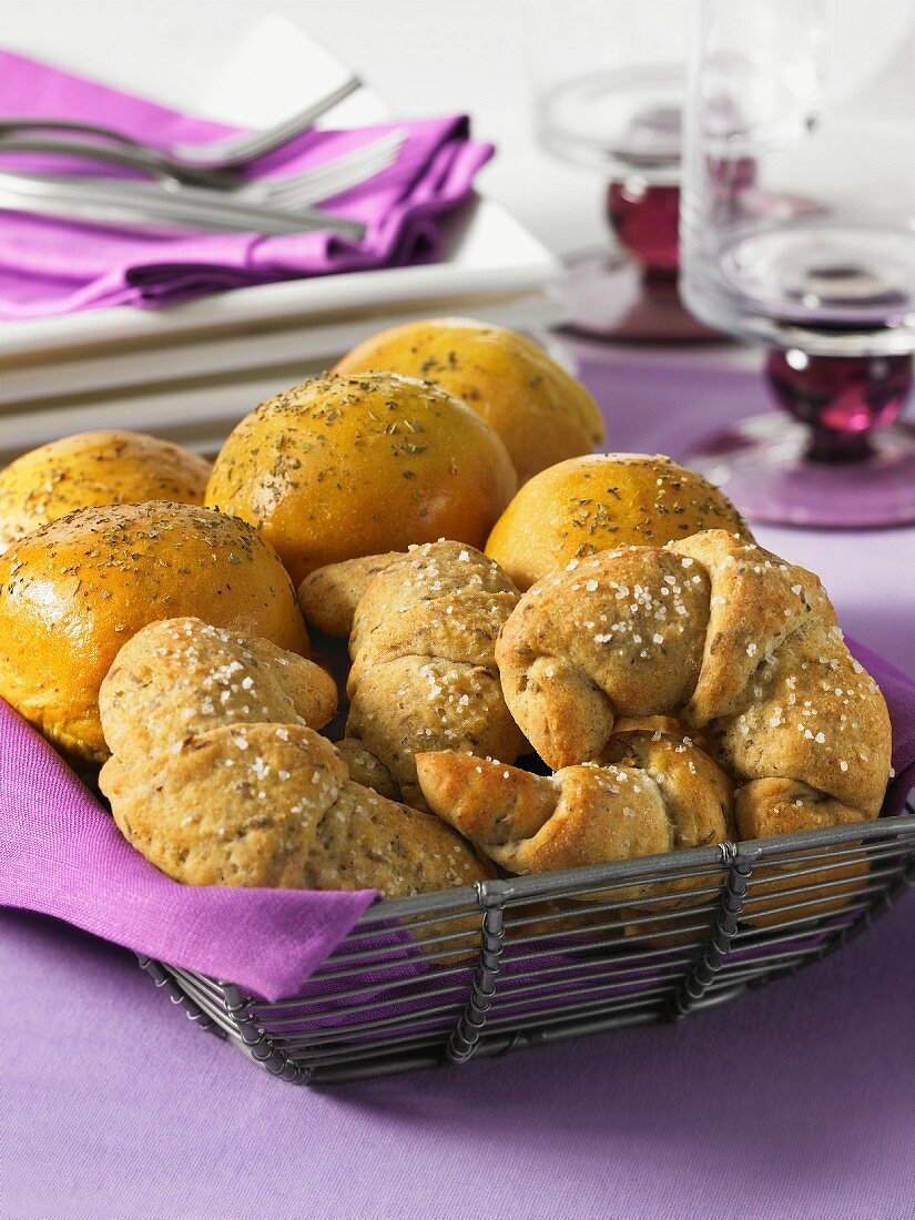 Rye bread croissants and pumpkin rolls