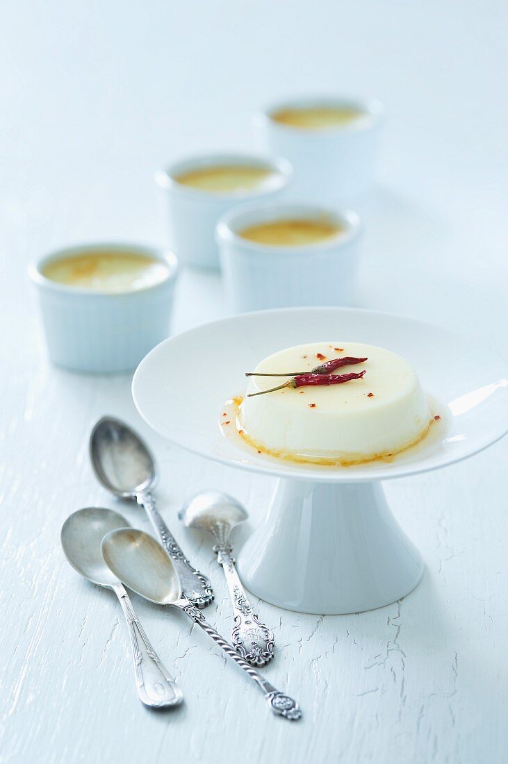 Creme caramel with chilli and cinnamon