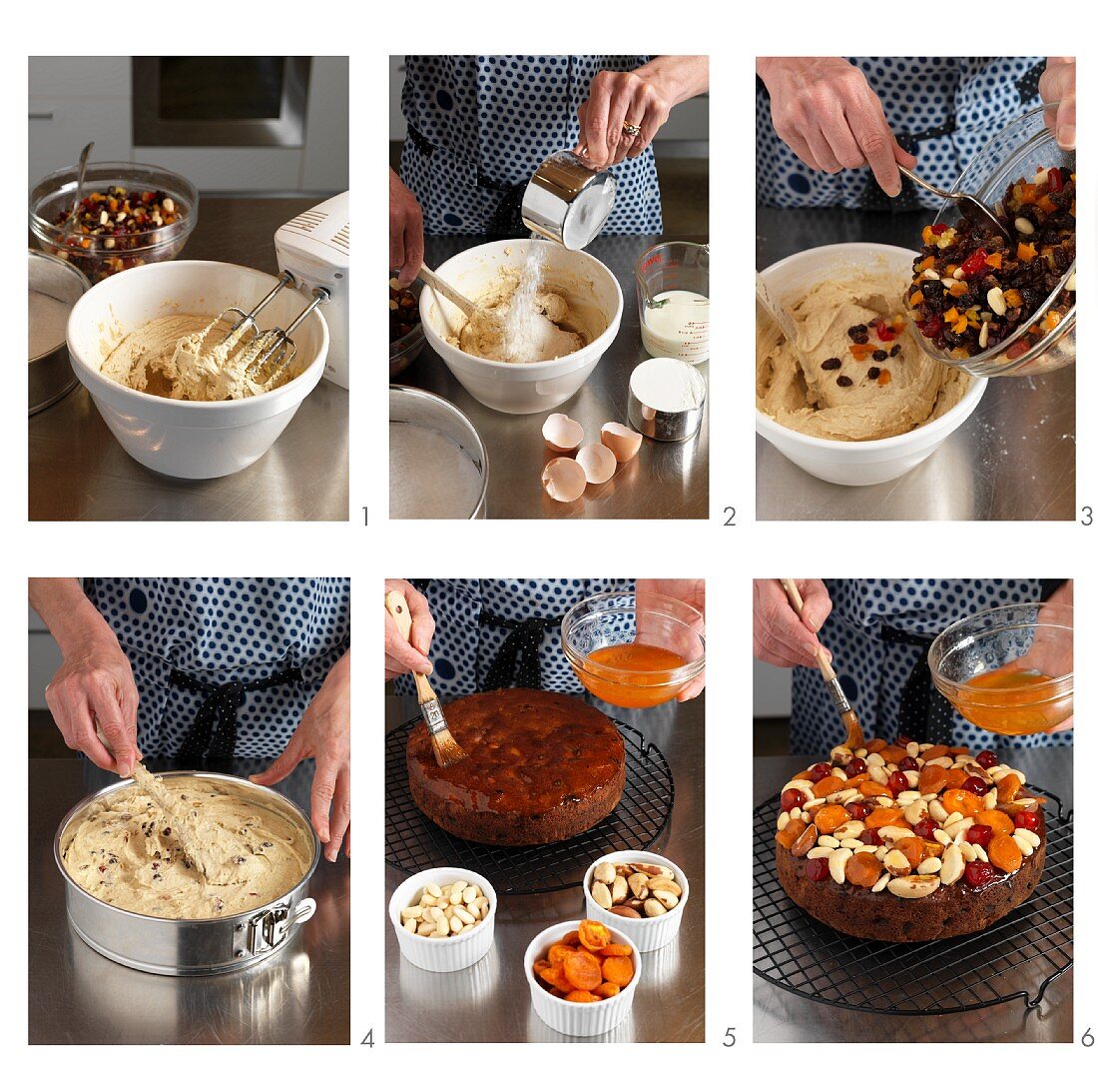 A Christmas cake being prepared