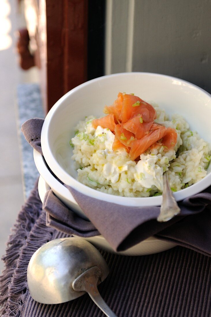 Cream cheese and smoked salmon risotto