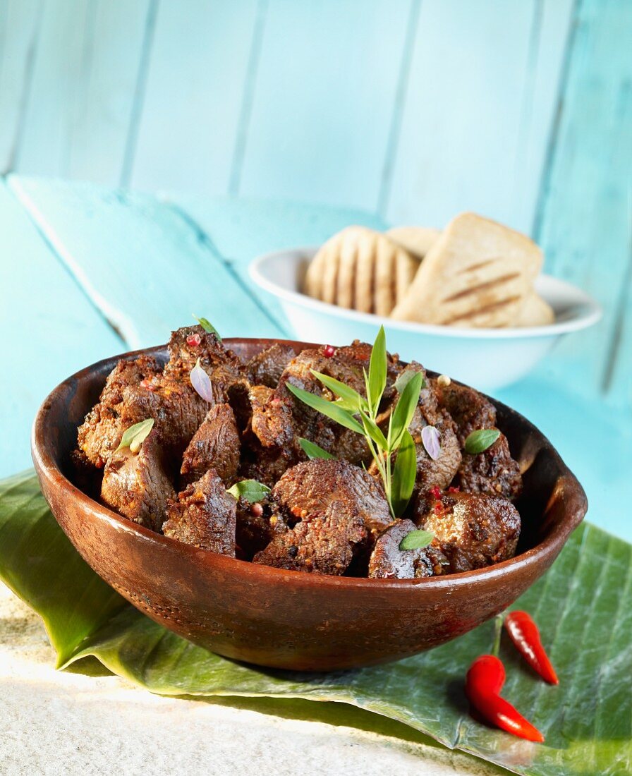 African stew with ostrich meat