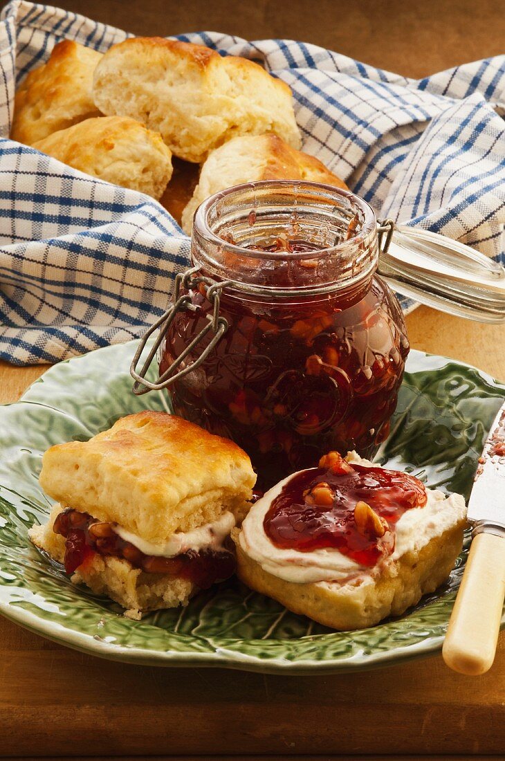 Apple and plum jam with walnuts