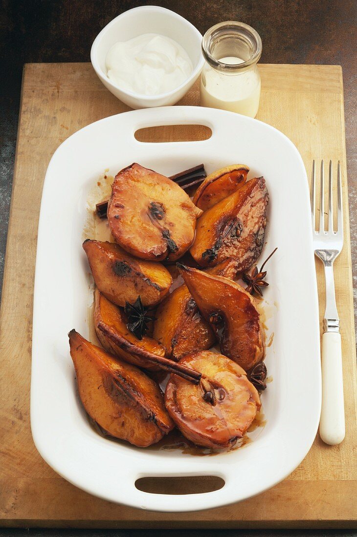 Baked quinces with cinnamon and star anise