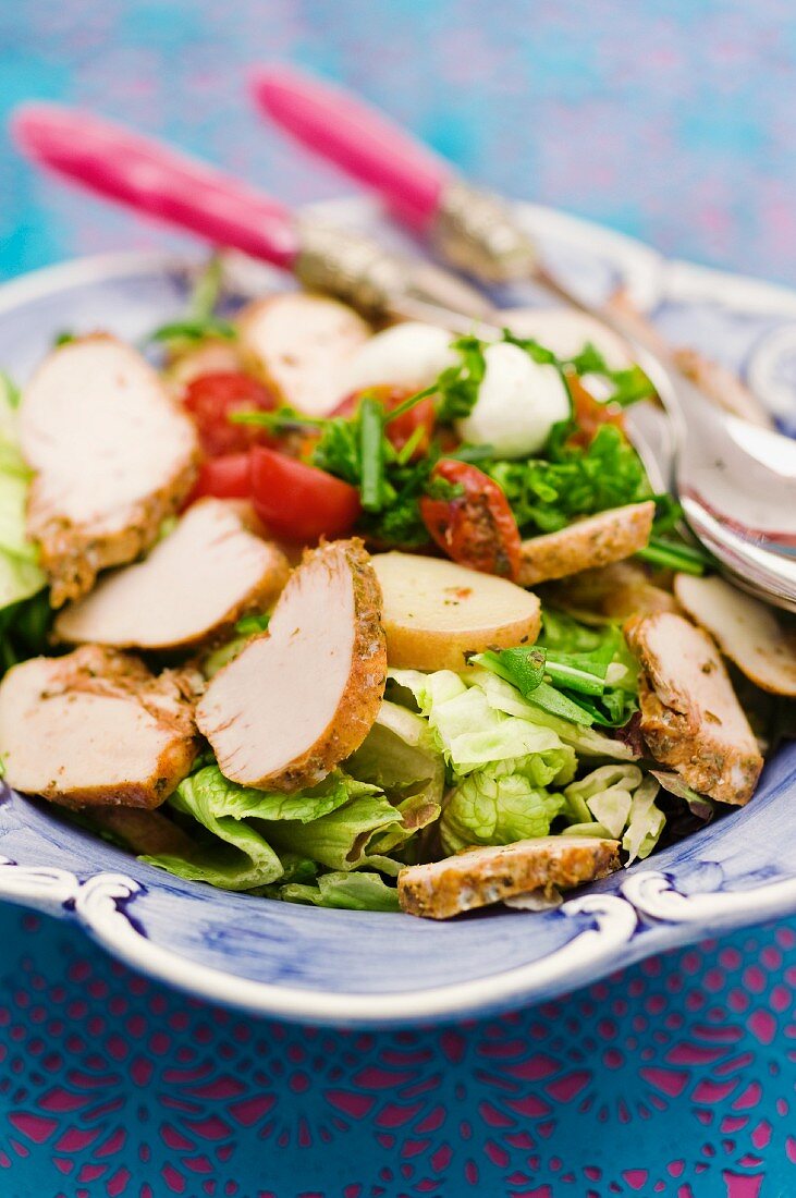 Summer salad with chicken breast