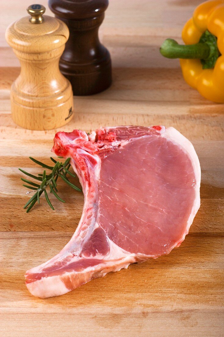 A raw pork chop