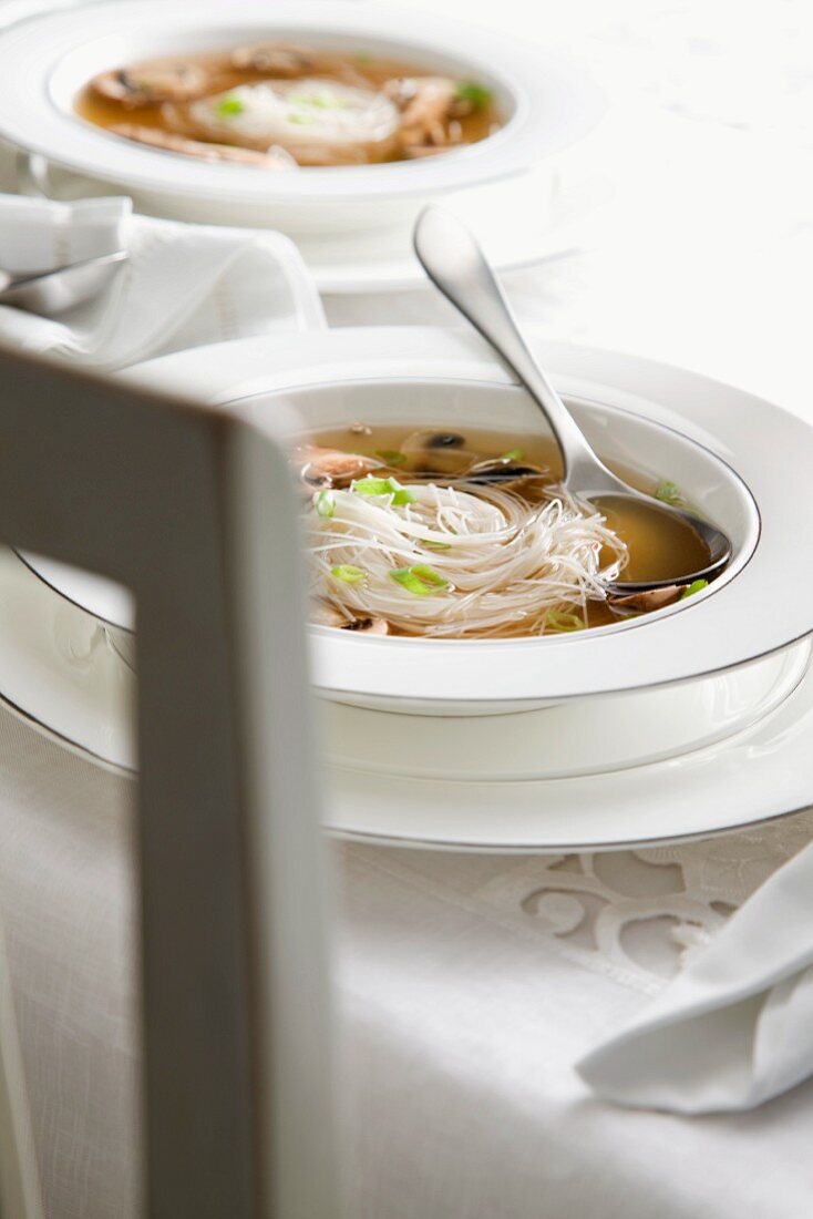 Miso soup with rice noodles