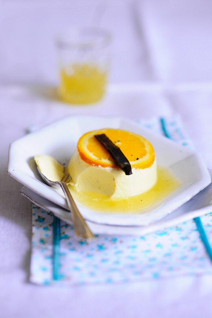 Orange dessert with tonka beans