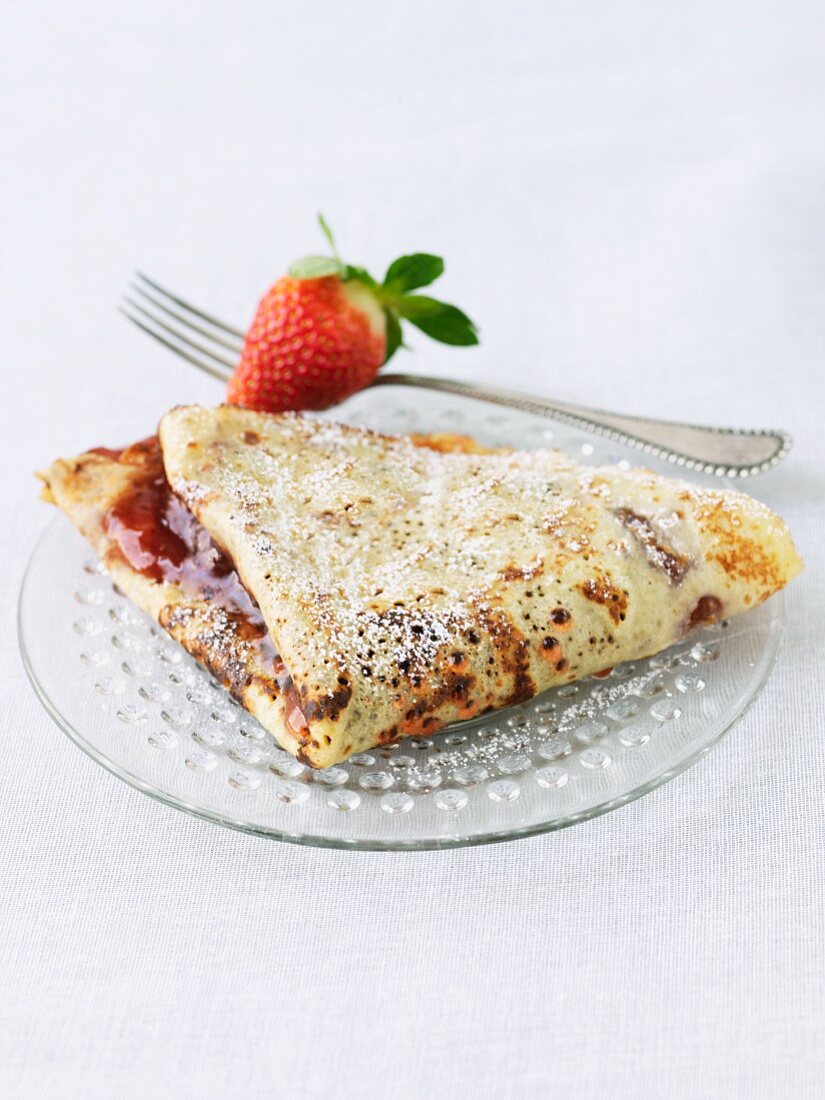 Crepe Filled with Strawberry Preserves