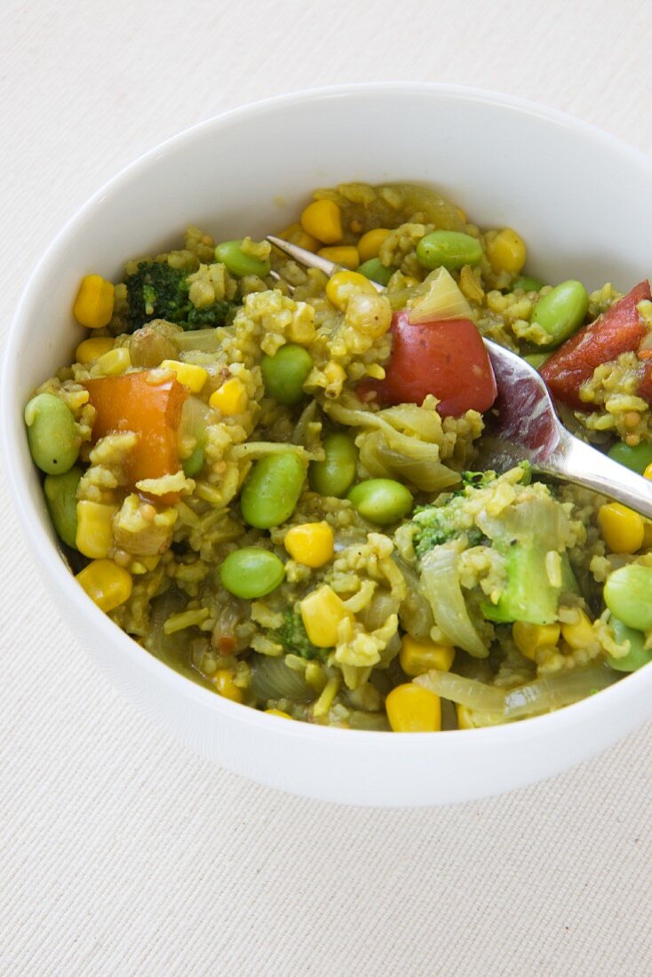 Bowl of Savory Vegetable Rice