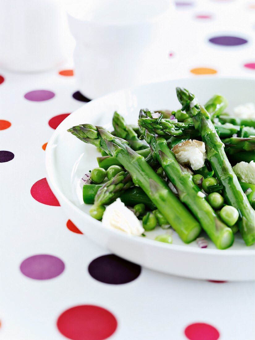 Close up of plate of asparagus