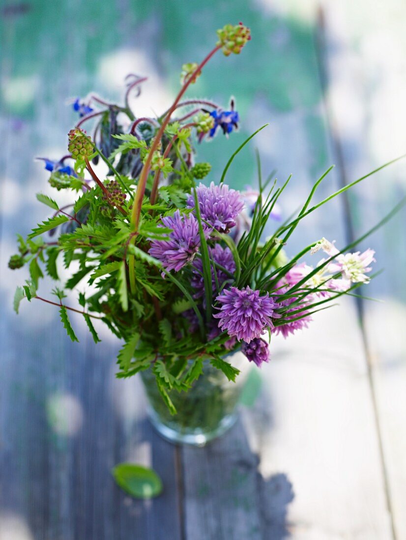 A small bunch of herb flowers