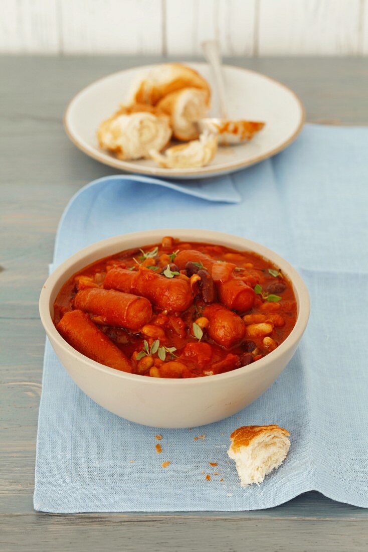 Sausage, bean and tomato stew