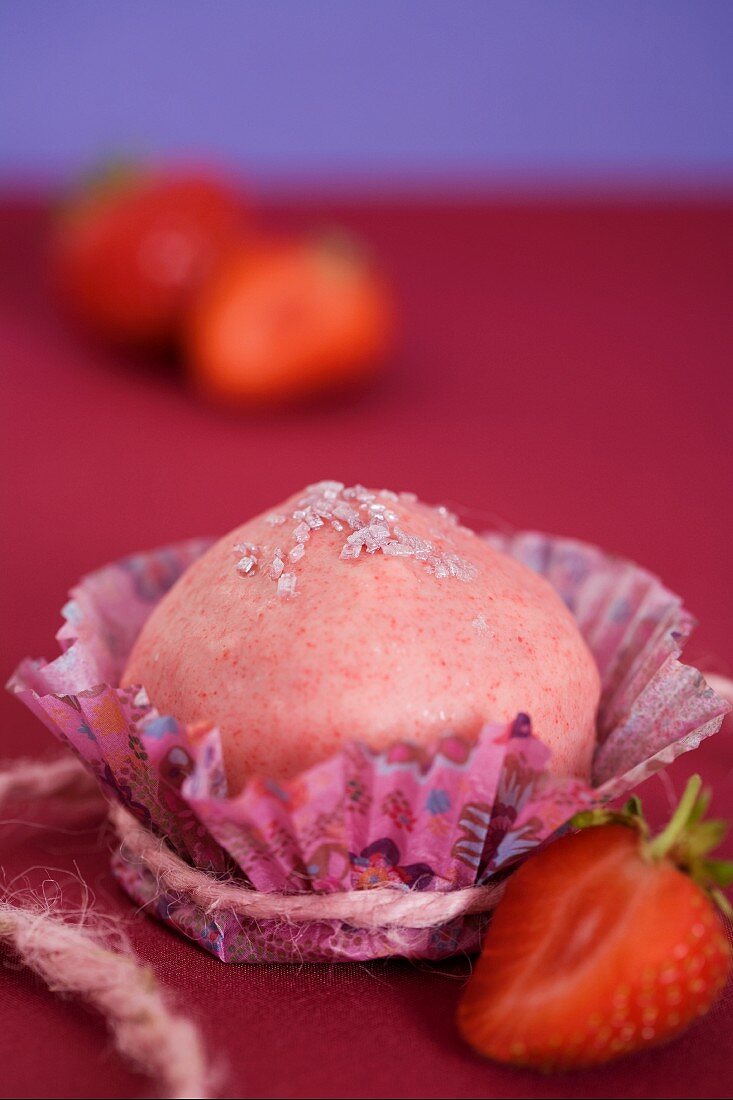 A cake ball (strawberry cream)