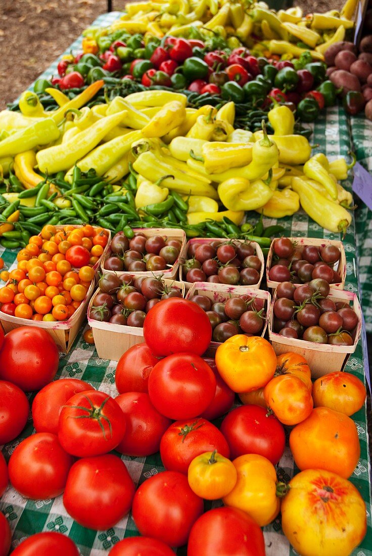 Fresh Vegetables on a Farmers Market Table