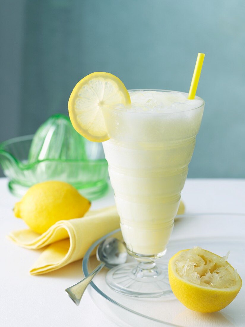 Frozen Lemonade with a Straw