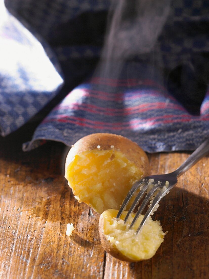 A semi-peeled potato