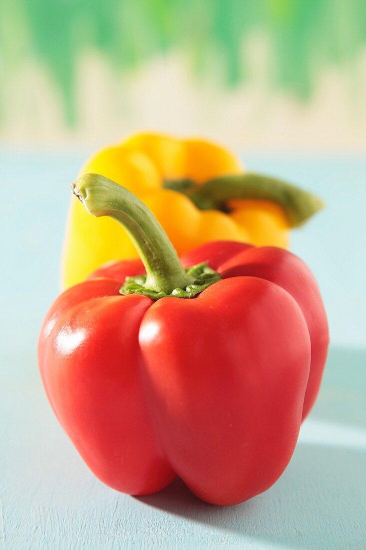 A red and yellow pepper