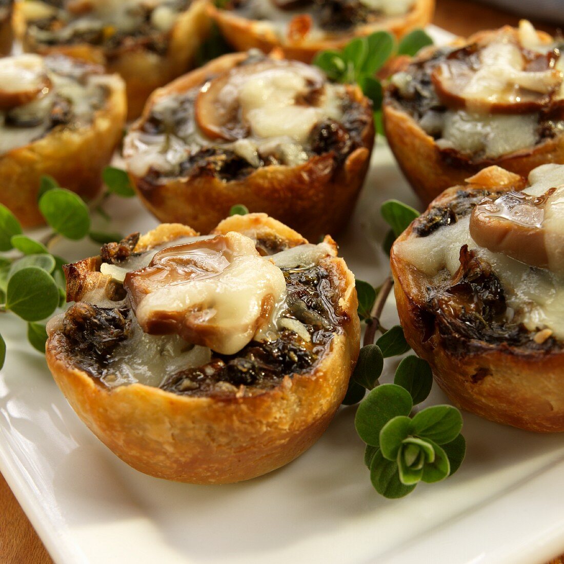 Mushroom Tartlets with Mozzarella Cheese