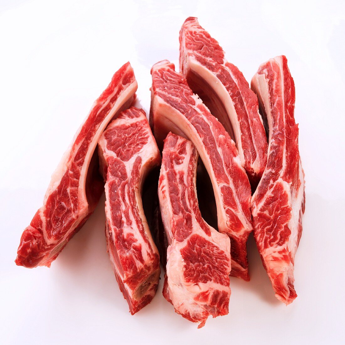 Raw Beef Ribs on a White Background