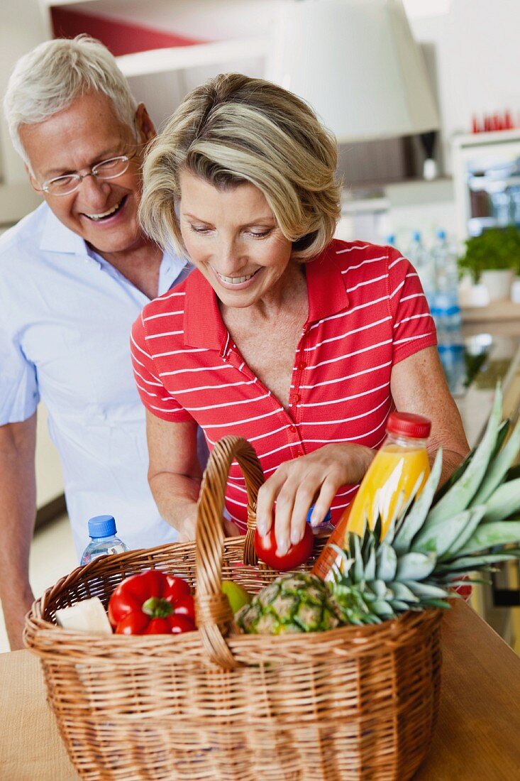 Senior Couple with Shopping Basket
