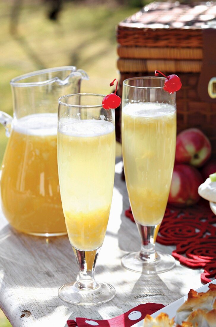 Pineapple punch with maraschino cherries