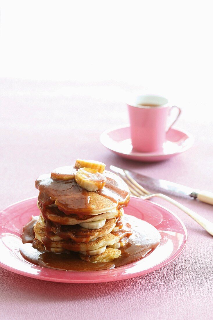 Pancakes with butterscotch sauce