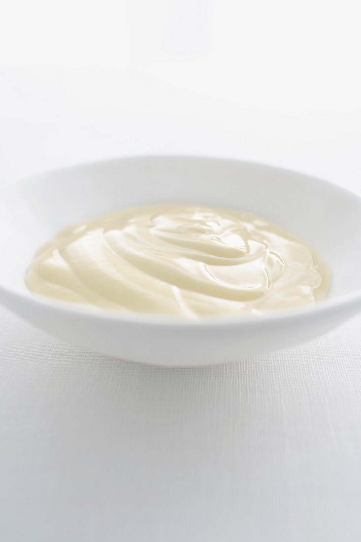 Mayonnaise in a small bowl