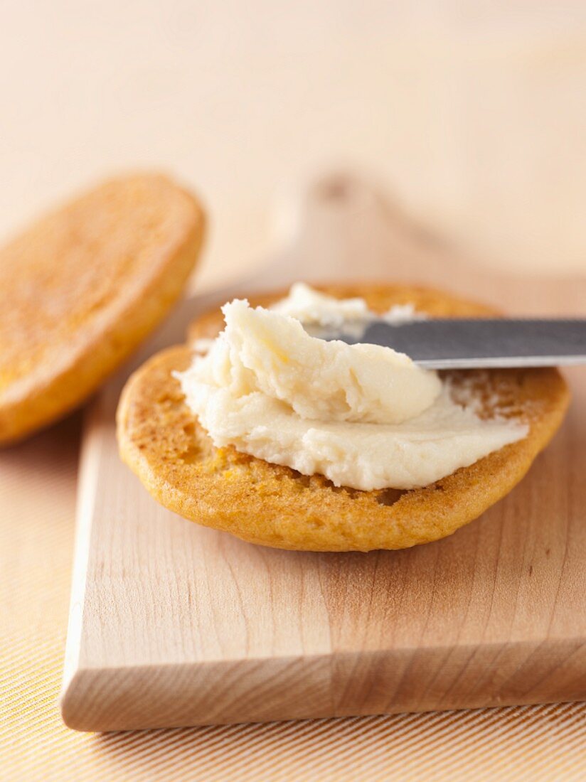 Spreading Cream Filling onto a Pumpkin Whoopie Pie