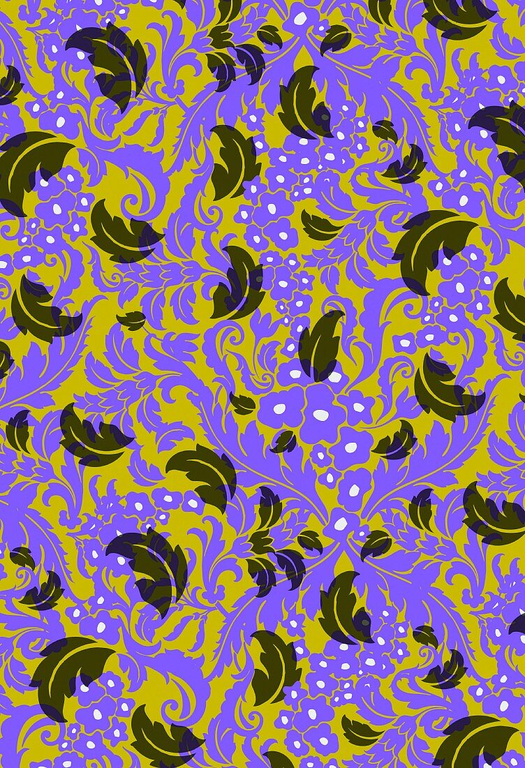 Falling feathers on purple and olive background (print)