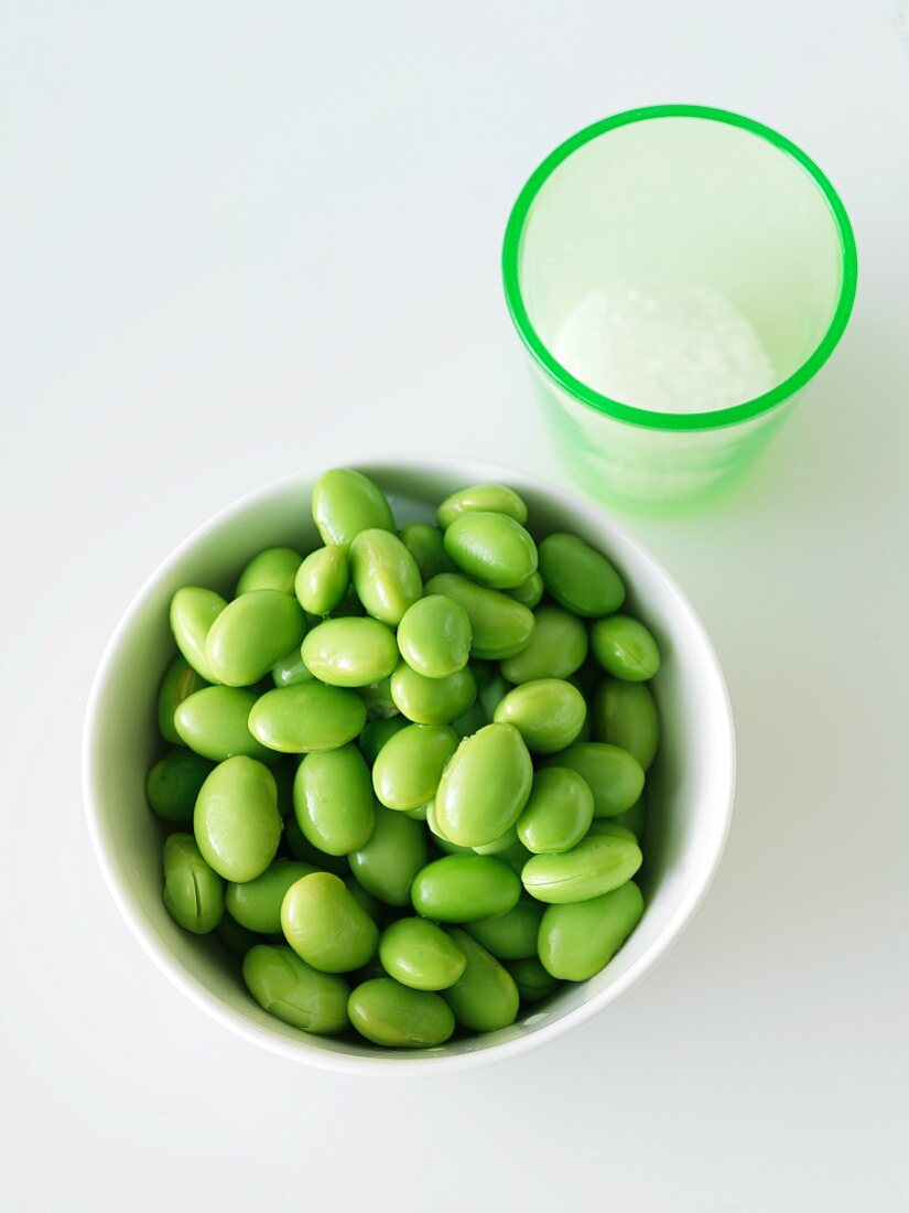Bowl of Edamame; From Above