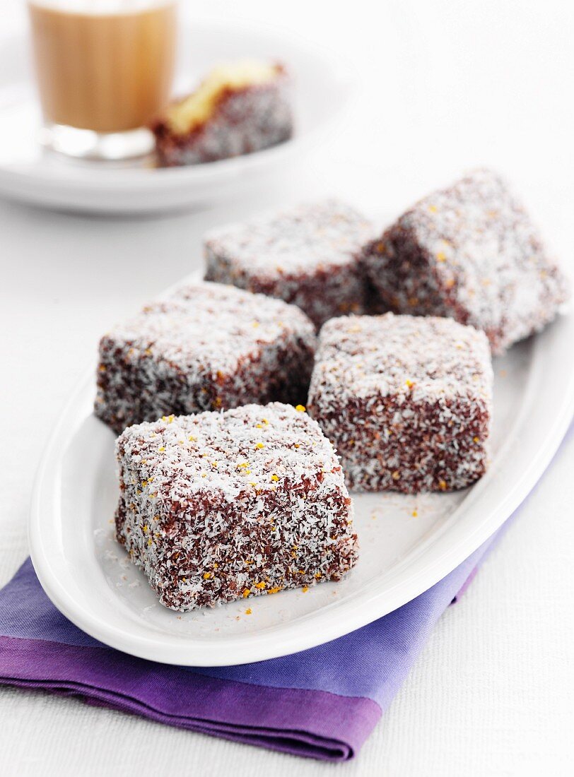 Lamingtons on an oval plate