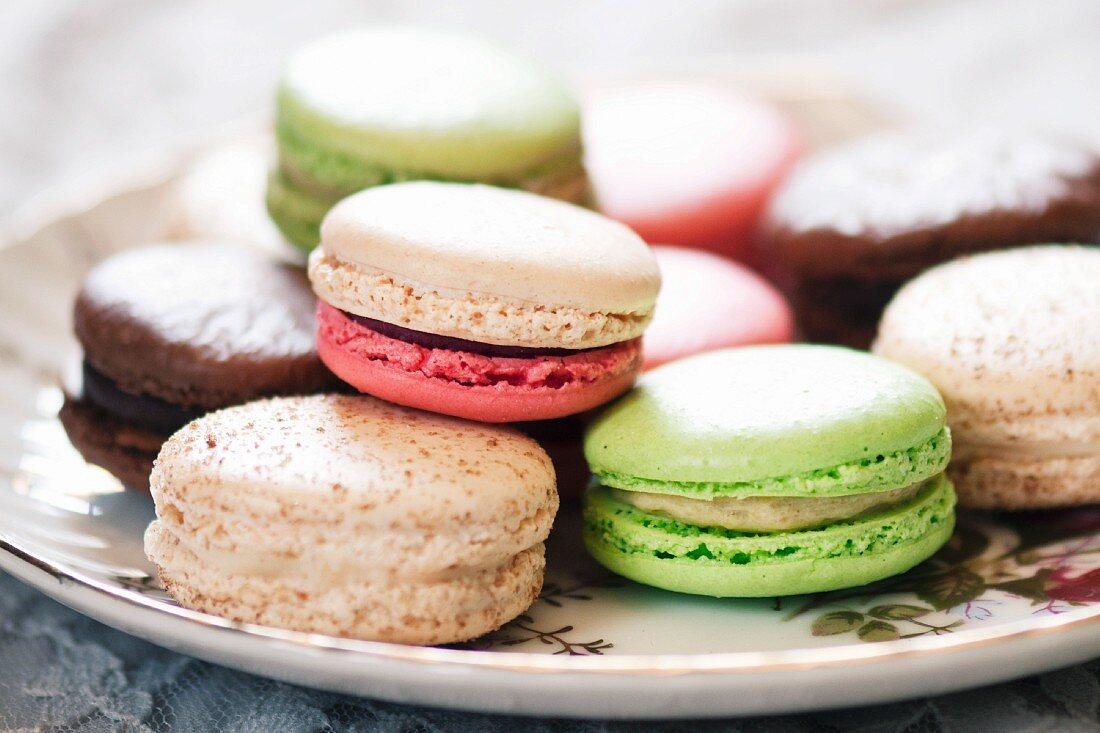 Colored Macaroons on a Platter