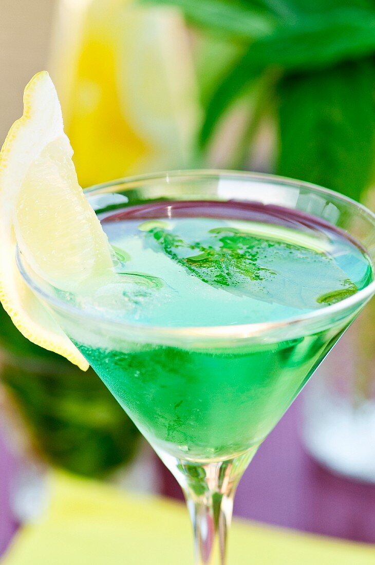 A mint cocktail with gin