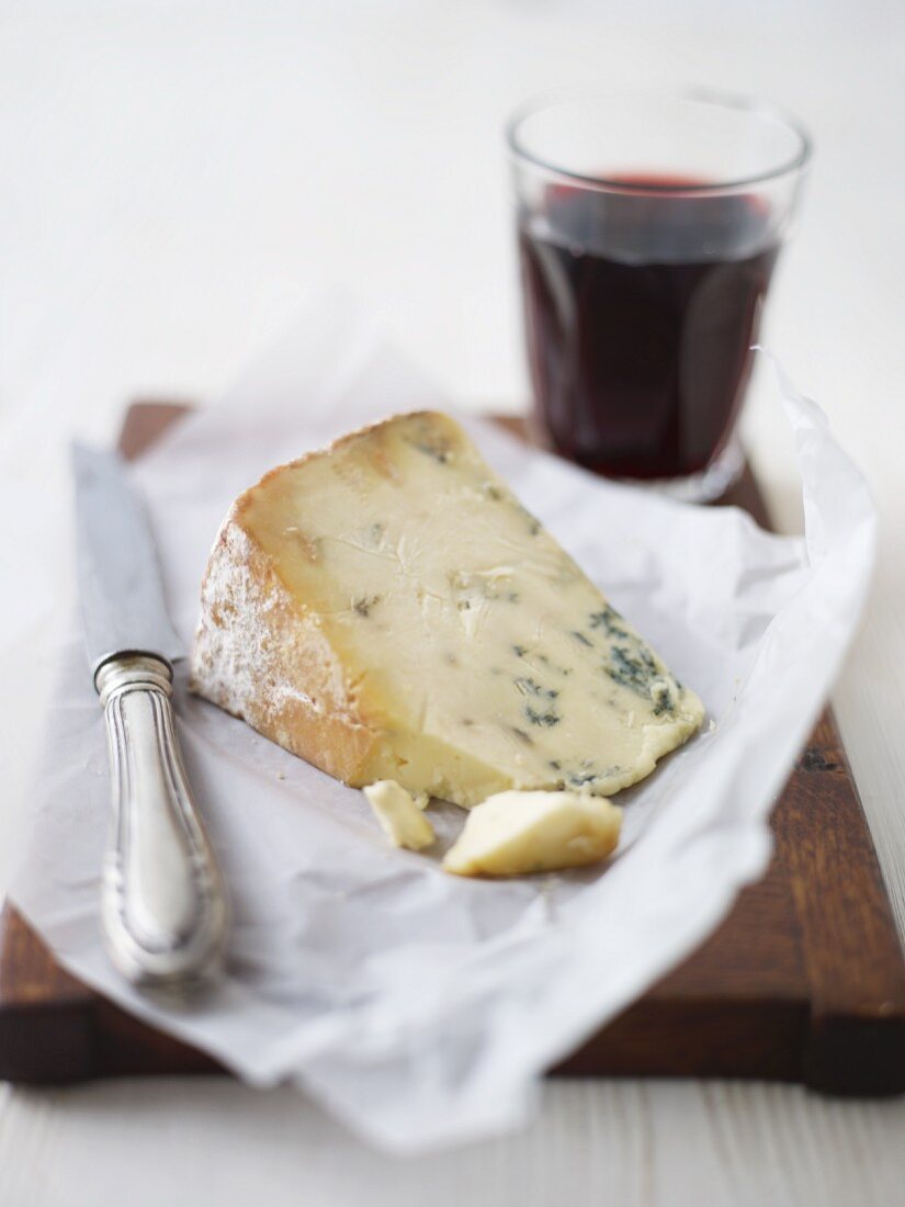 Blue cheese and a glass of red wine