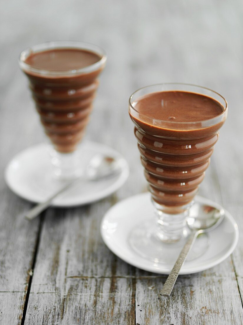 Chocolate mousse in dessert glasses