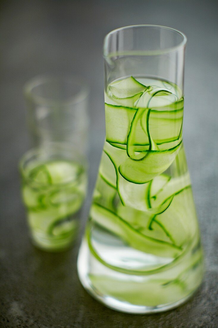 Cucumber water in a carafe