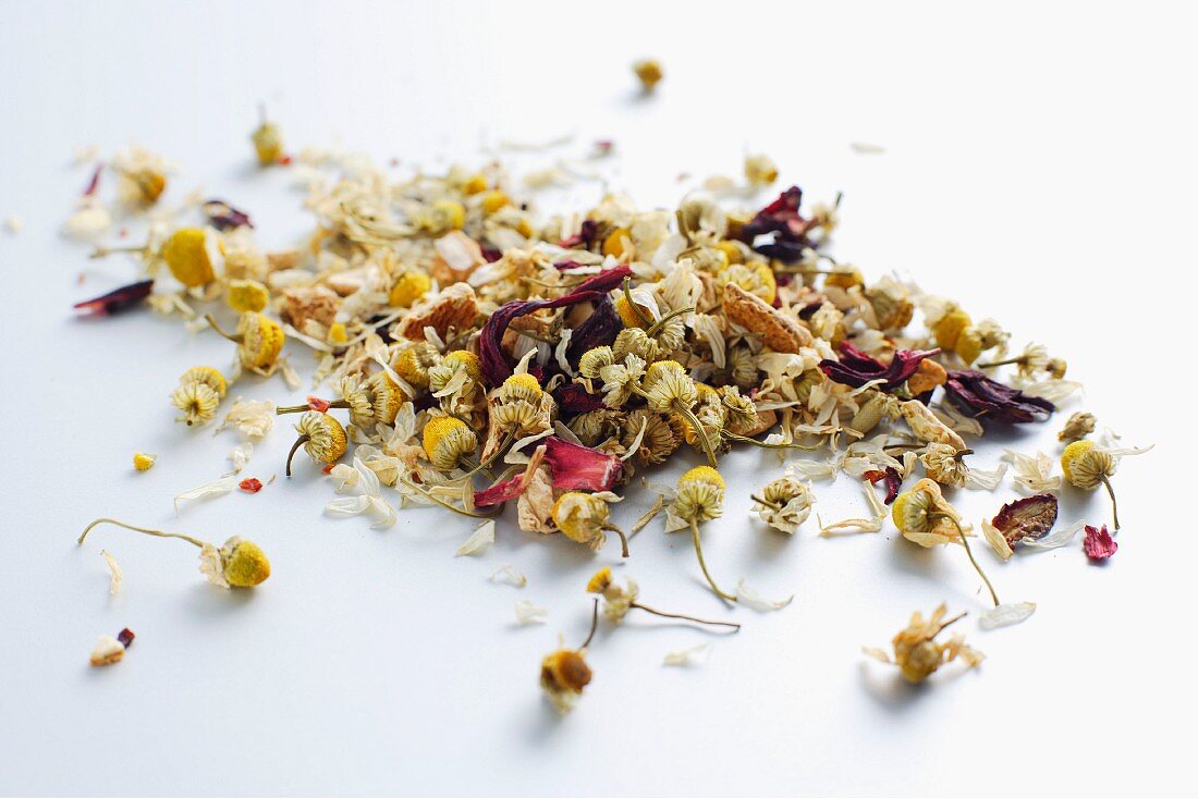 Camomile tea with hibiscus and rose petals (relaxation tea)