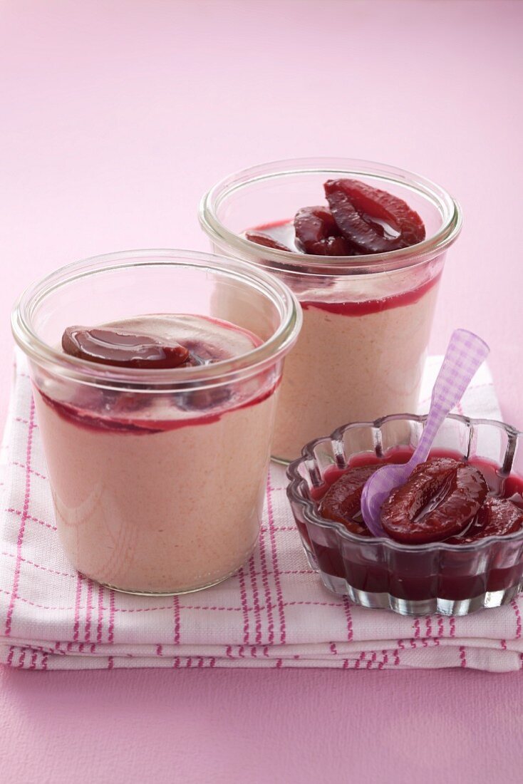 Damson mousse with compote