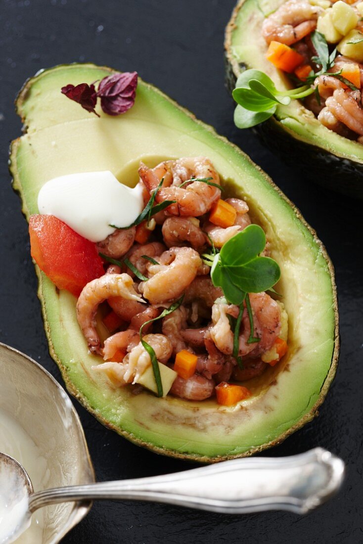 Avocados filled with shrimps