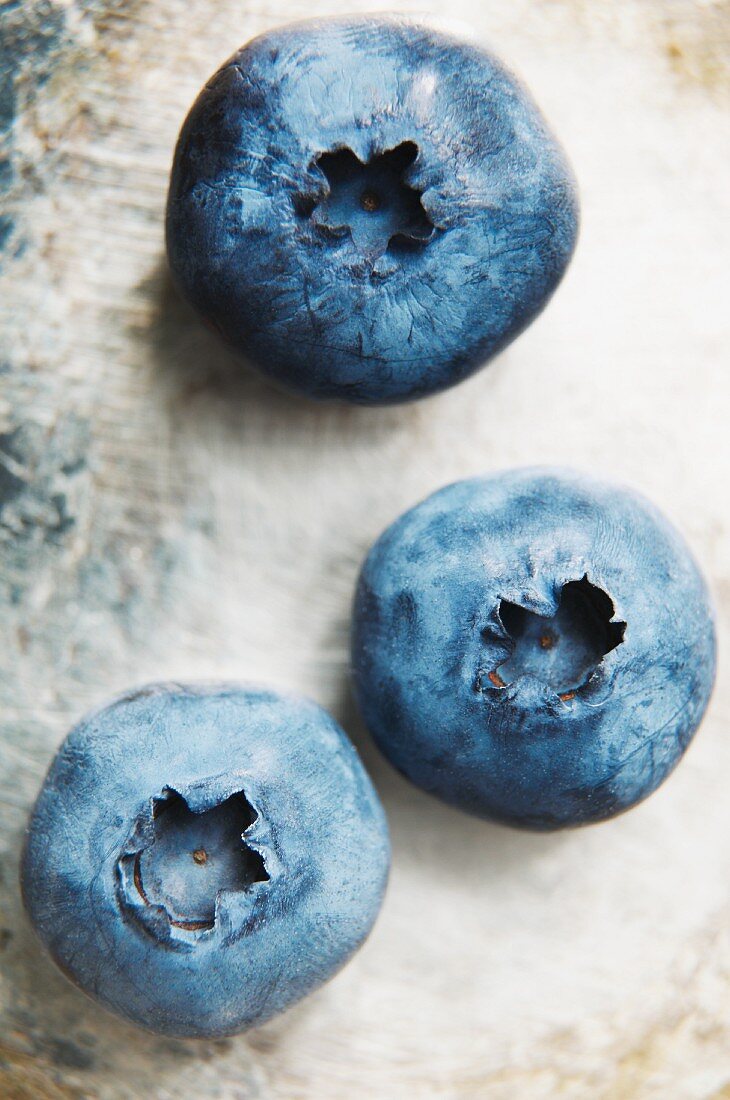 Three blueberries