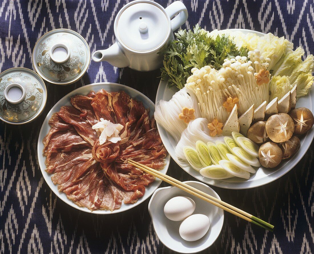 Vegetables and Meat For Dipping in Fondue
