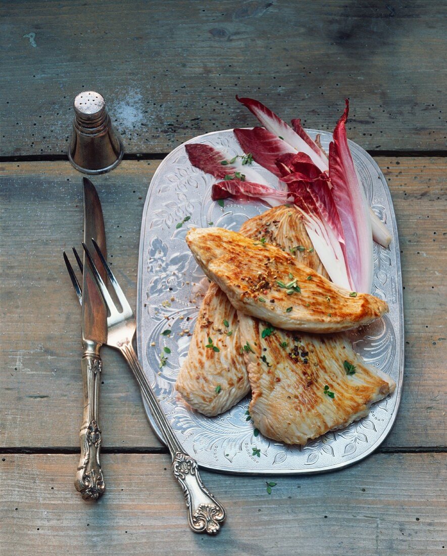 Putenschnitzel mit Radicchio