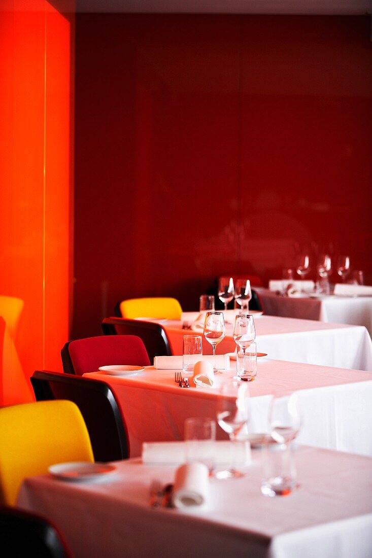 A colourful dining room in a restaurant