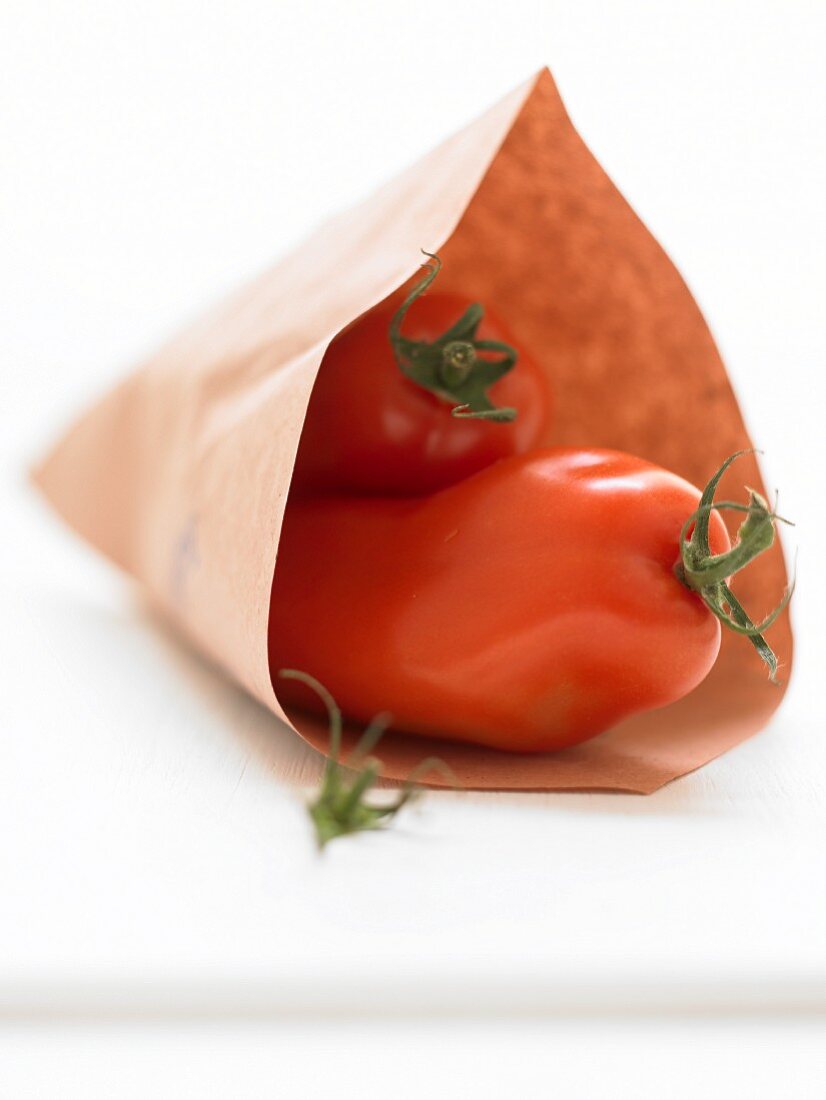 Tomatoes in a paper bag