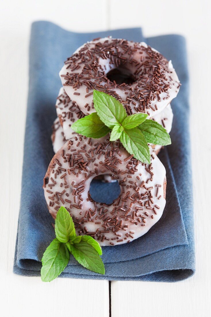 Doughnuts with mint chocolate