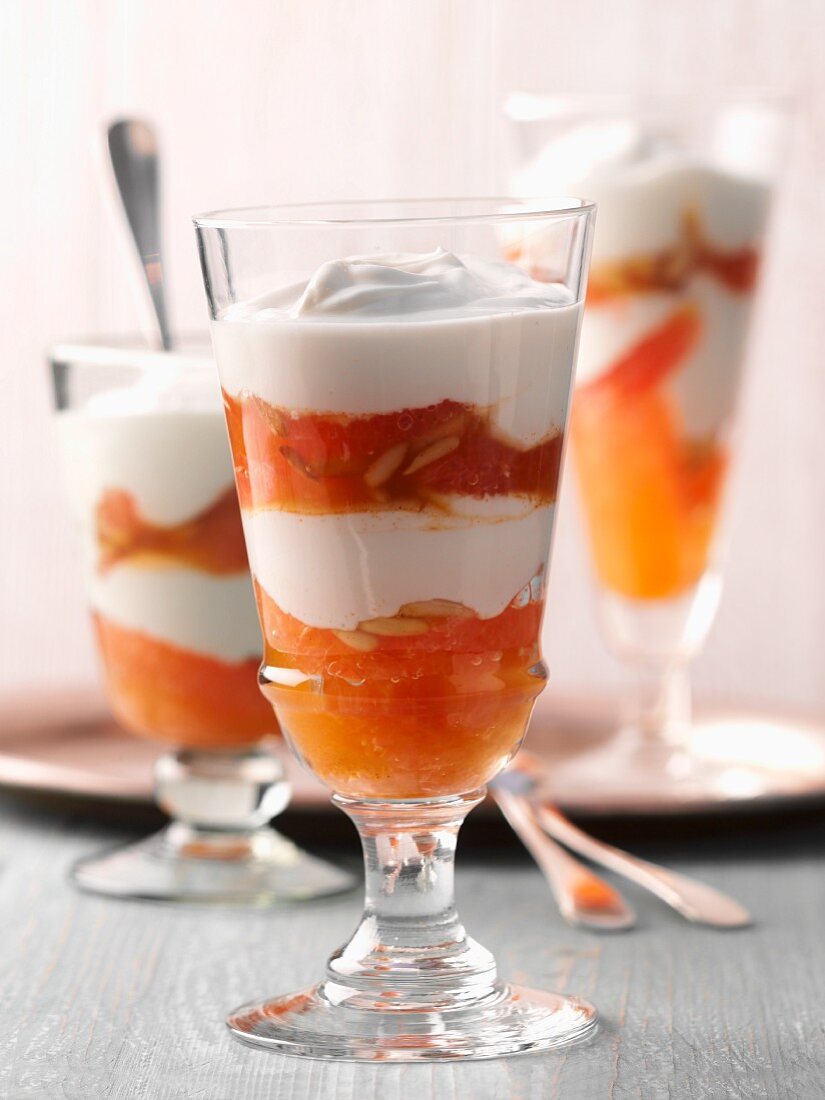 Layered grapefruit desserts